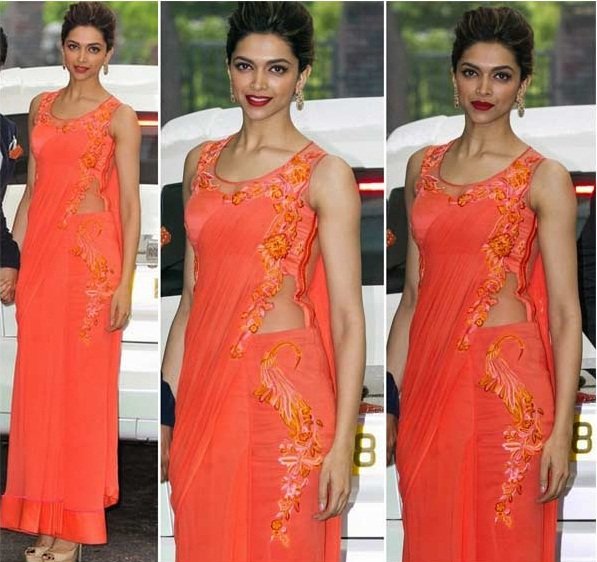 2219 Deepika Padukone's orange-pink anarkali gown – Shama's Collection