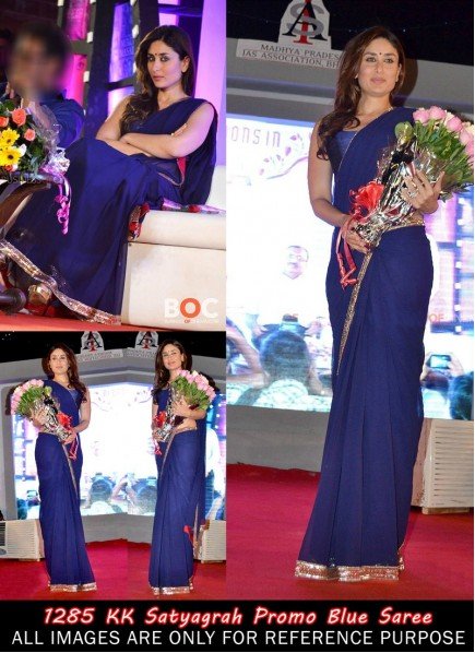 Kareena Kapoor In Blue Saree Promoting Satyagraha